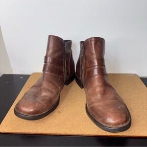 Born Brown Leather Ankle Boots Women's 10M Side Zip